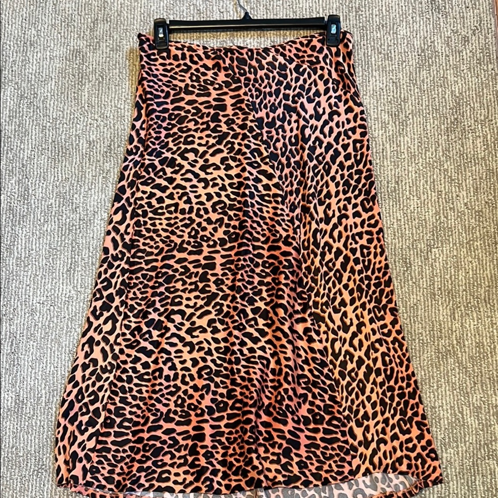 Scotch & Soda Orange and Black Midi Skirt